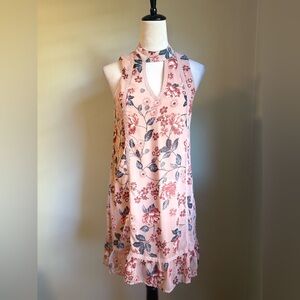 American Rag Pink Floral Halter Dress boho cottage‎ core whimsigoth mini medium